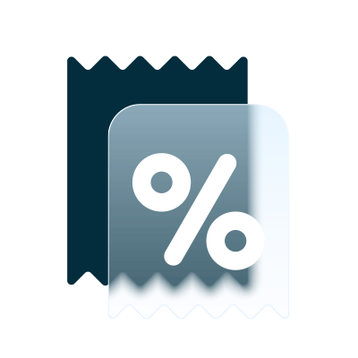Icon of a present on a layered background representing taxes